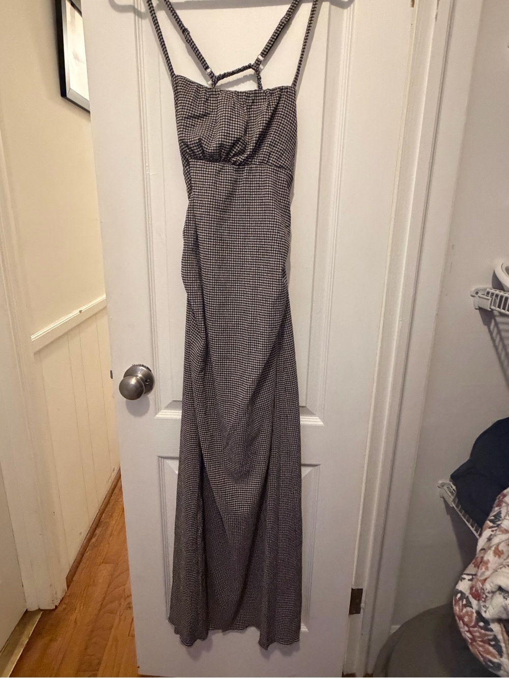 wild fable Black and White Gingham Maxi Dress with Strappy Back
